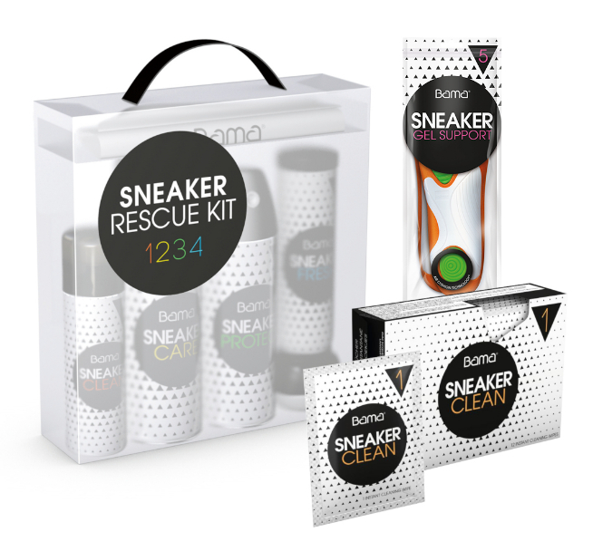 Bama Group onderhoudsproducten kit onderhoudskit sneakers reinigen verzorgen beschermen ontgeuren