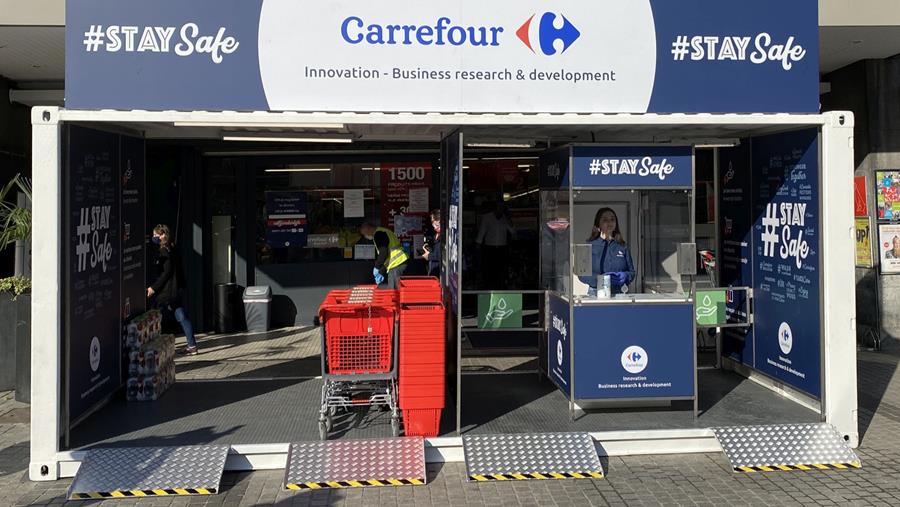 Mobiele desinfectie-unit voor de Carrefour Market Jourdan